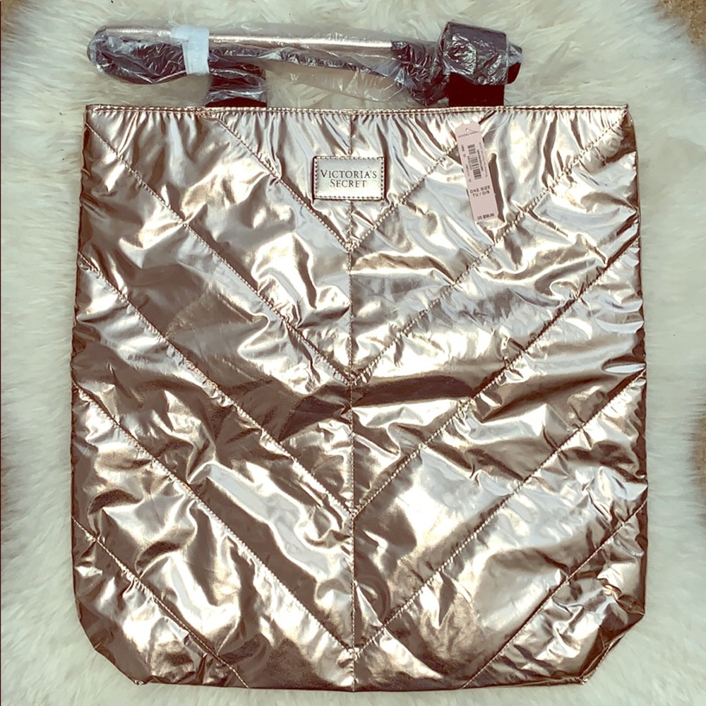 Brand New Victoria Secret Rose Gold Metallic Tote